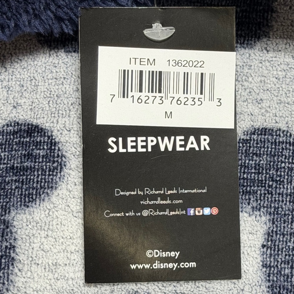 New Disney Mickey Mouse Women Gray Navy Fleece Sleep Hoodie Nightgown Size M - Picture 9 of 11